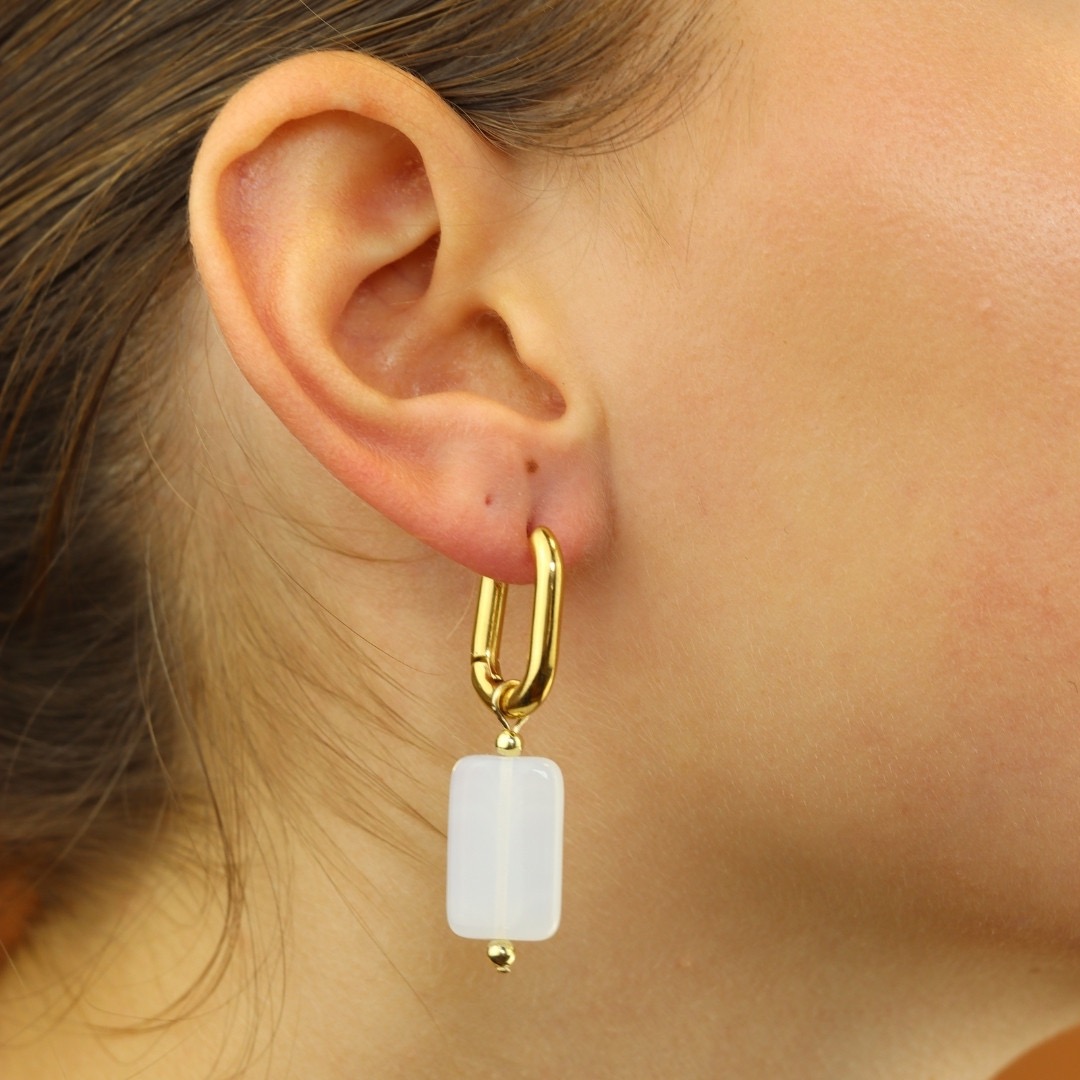 camps & camps oorbellen Glass White Opal