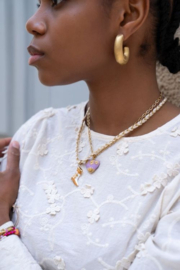 My Jewellery ketting | art lila gevlochten koord ketting met schelp goud