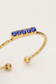 My jewellery Minimalistische ring met blauwe strass steentjes verstelbaar