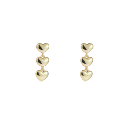 Go Dutch Label oorbellen 3 small hearts - 14k