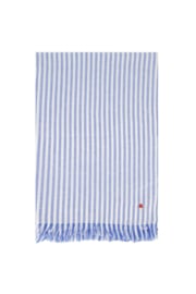 zusss sjaal met streep en borduur wit/donkerblauw