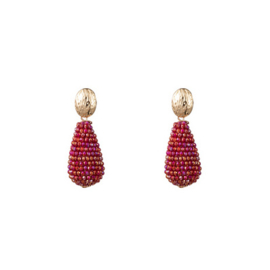 Go Dutch Label oorbellen | full-on beads drop down red goud