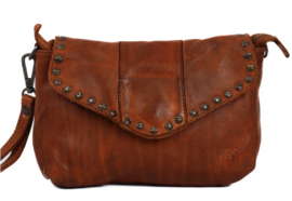 Bear Design Schoudertasje met studs 'Pleun' cognac