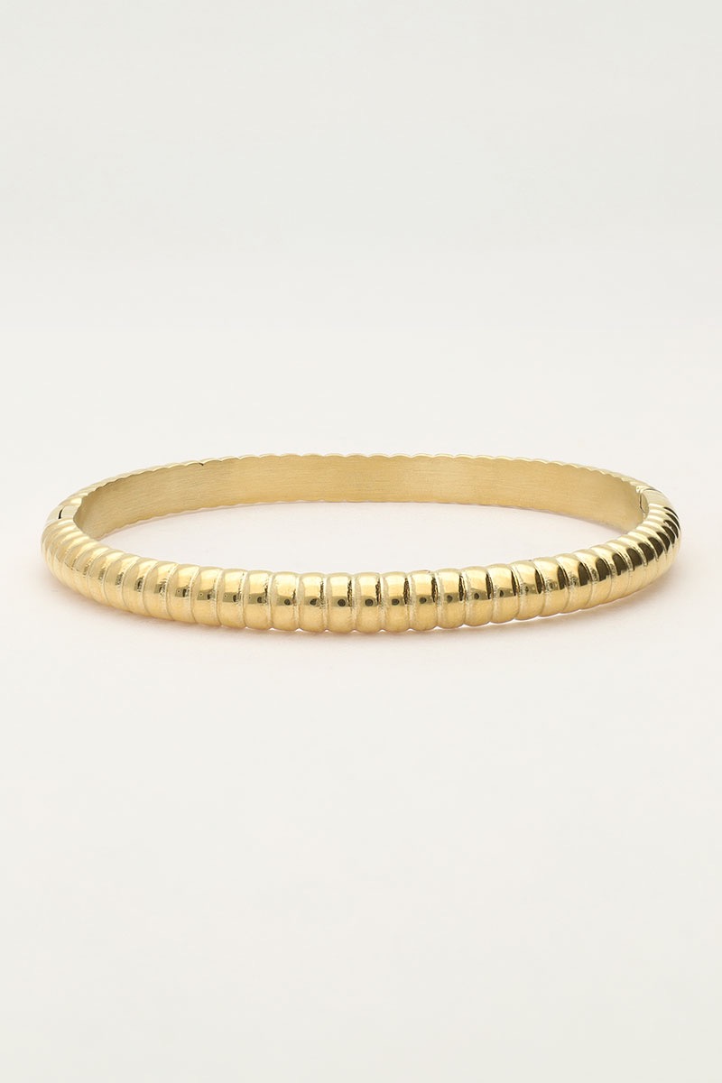 My Jewellery Bold rechthoekige bangle met ribbels goud
