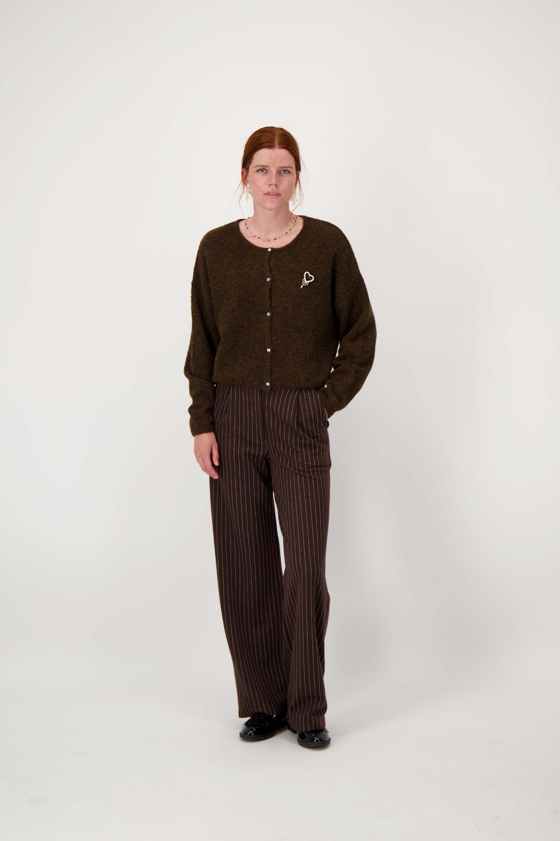 zusss basic vestje chocoladebruin