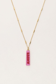 My Jewellery ketting | art ketting met roze amour bedel goud
