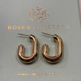 rose en camellia oorbellen ovaal