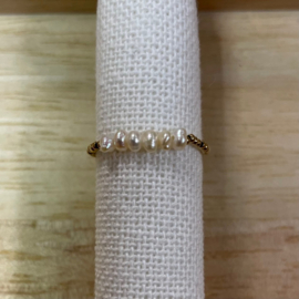 My Jewellery ring | stretch ring goud en 6 parels.