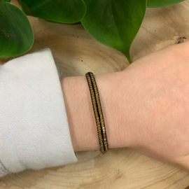 Go Dutch Label armband | verstelbaar met kralen goud/zwart.