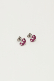 My jewellery oorbellen studs art hart paars zilver