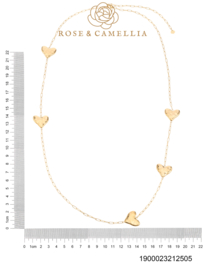 rose en camellia ketting met hartjes