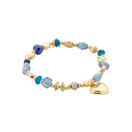 biba armband crystal met natuursteen kralen en hartjes bedel blauw