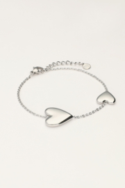 My jewellery armband met twee hartjes zilver