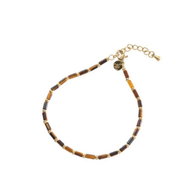 Go Dutch Label armband | long bead 14k bruin goud