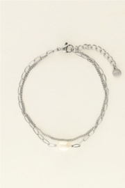 My jewellery armband met schakels en parels zilver