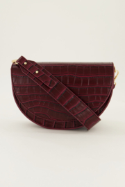 My Jewellery Burgundy half moon crossbody tas met croco print
