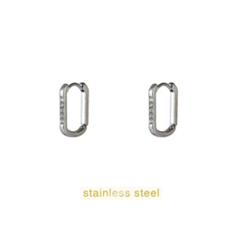 Go Dutch Label oorbellen Fine Stones Hoop zilver