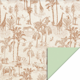 HOP | inpakpapier vintage jungle pistache 70cm x 3m