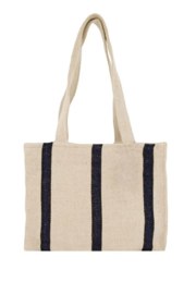 zusss katoenen tas met streep ecru/donkerblauw