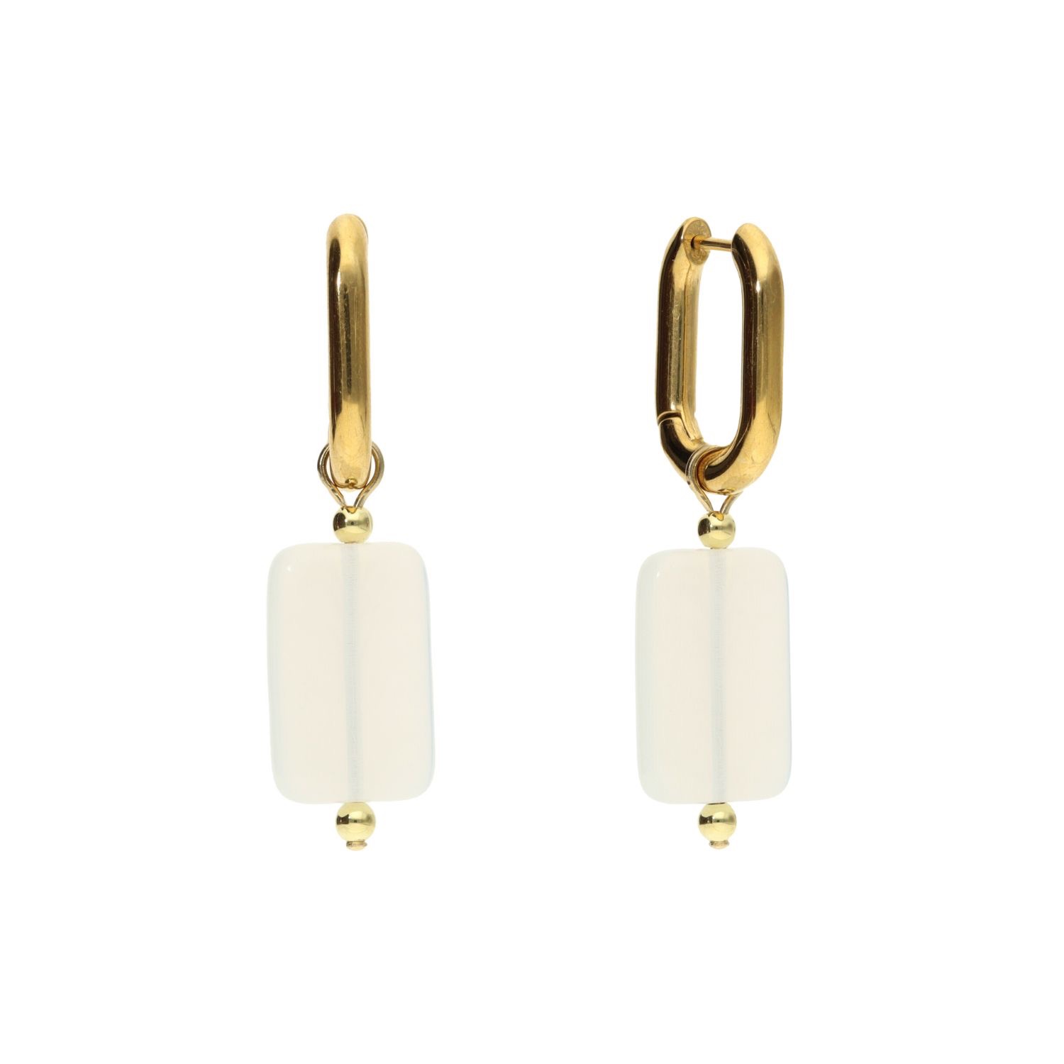 camps & camps oorbellen Glass White Opal