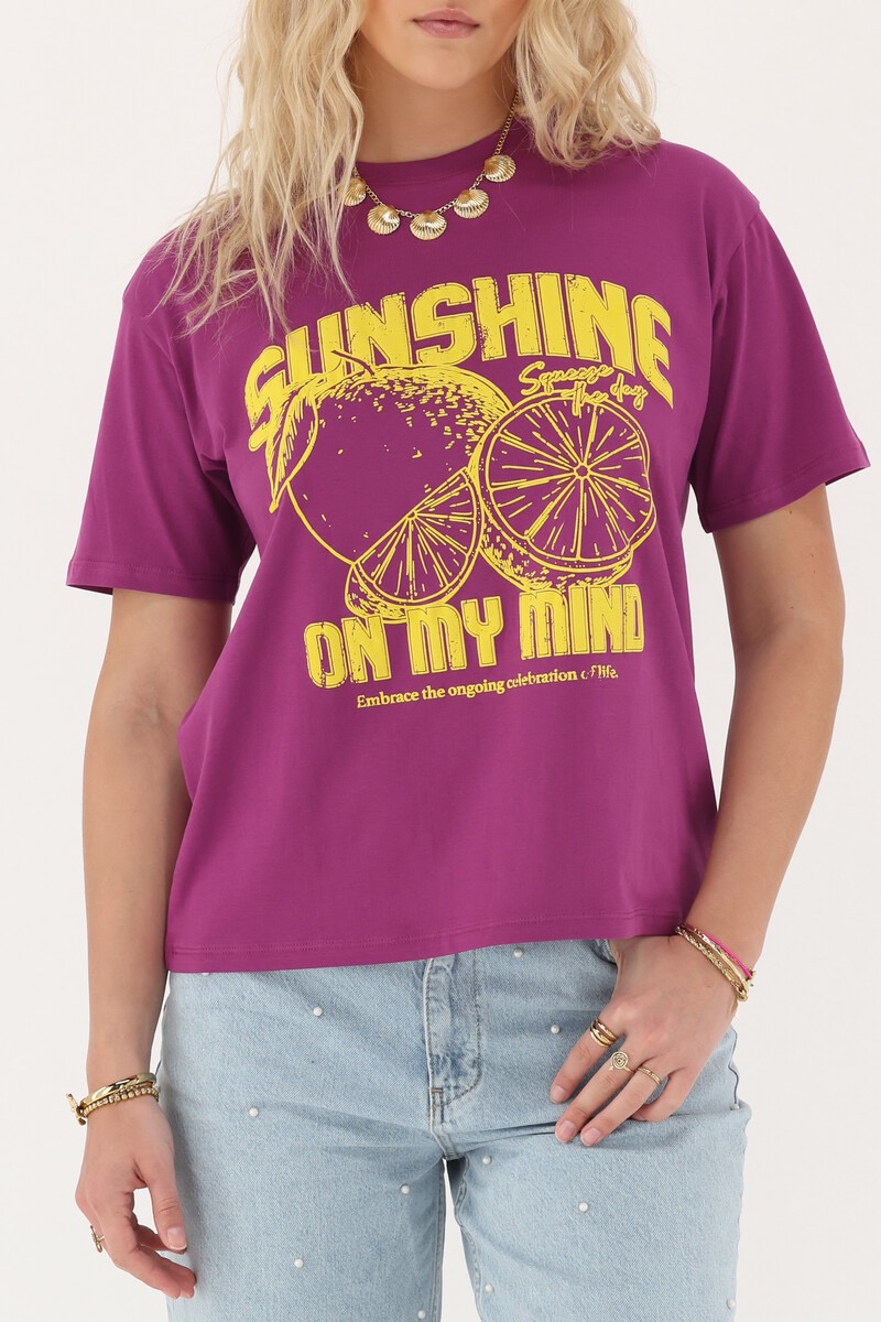 My Jewellery paars T-shirt "Sunshine on my mind"