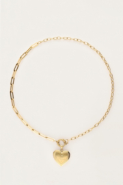 My jewellery Love schakelketting met hart medaillon