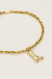 My jewellery Sunrocks gele koord armband met laars goud