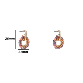 Go Dutch Label oorbellen | small beads circle coral flower