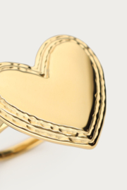 My jewellery Bold statement ring met groot hart goud verstelbaar