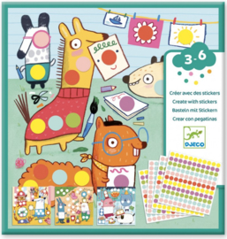 Djeco knutselen | stickers plakken met gekleurde stippen