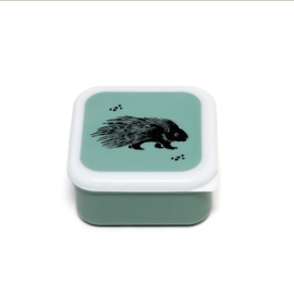 Petit Monkey lunchbox set | black animals sage