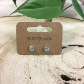 Go Dutch Label oorbellen | knopjes diamant zilver.