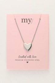 My jewellery minimalistische ketting met hart zilver