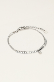 My jewellery armband dubbel met kraaltjes zilver