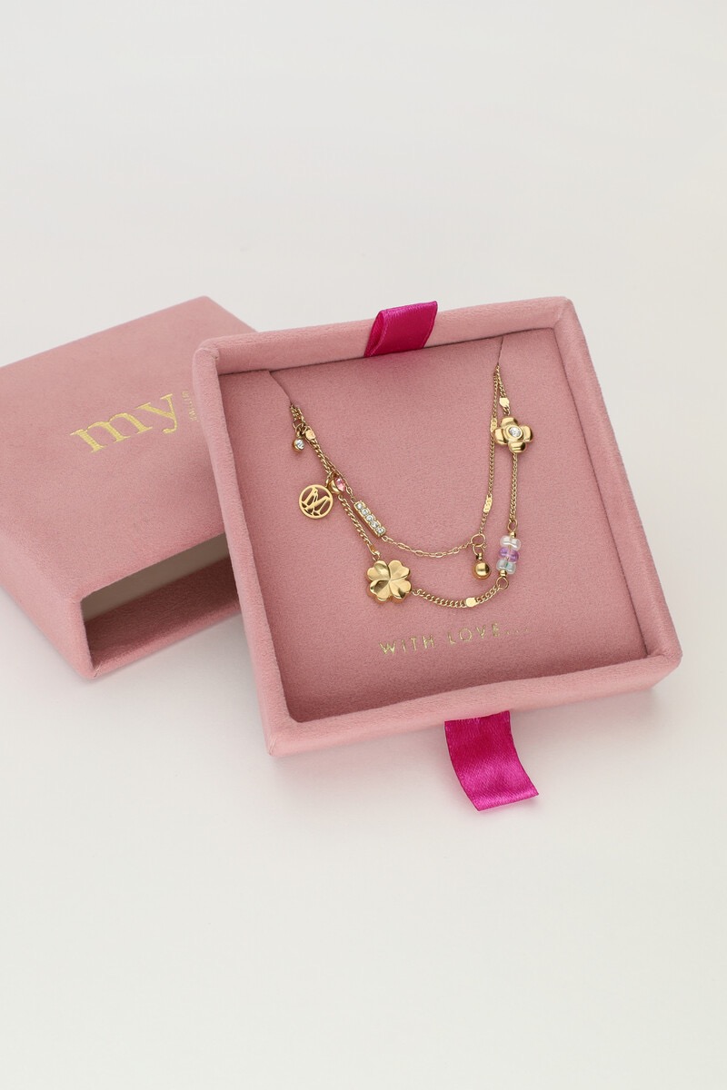 My Jewellery Dubbele ketting met bedels "dreams come true" goud