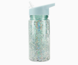 tutete kunststof drinkfles glitter en sterren turkoois
