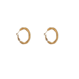 Go Dutch Label oorbellen dented hollow hoop - 14k