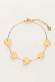 My jewellery minimalistische armband met hartjes goud