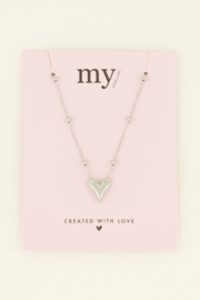 my jewellery ketting | bolletjes hanger hart zilver