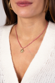 My jewellery Sunrocks roze koord ketting met bloem goud
