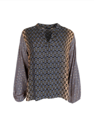 black colour blouse | Luna kaftan blouse golden steel mix