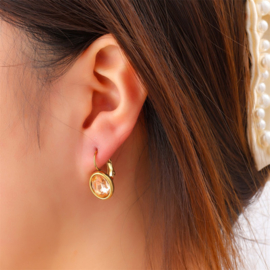 Go Dutch Label oorbellen French hook oval - 14K + peach