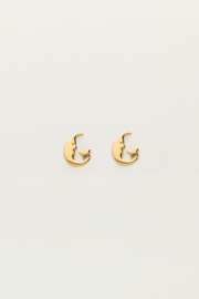 My jewellery oorbellen studs moon star goud