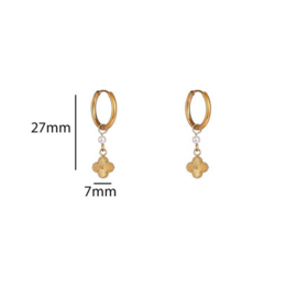 Go Dutch Label oorbellen subtle clover hoop pearl - 14k