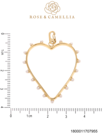 rose en camellia bedel hart met parels