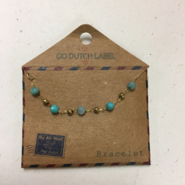 Go Dutch Label armband | blauwe bolletjes goud.