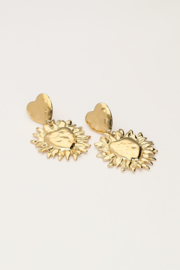 My Jewellery oorbellen iconic met dubbele zonnig hart goud