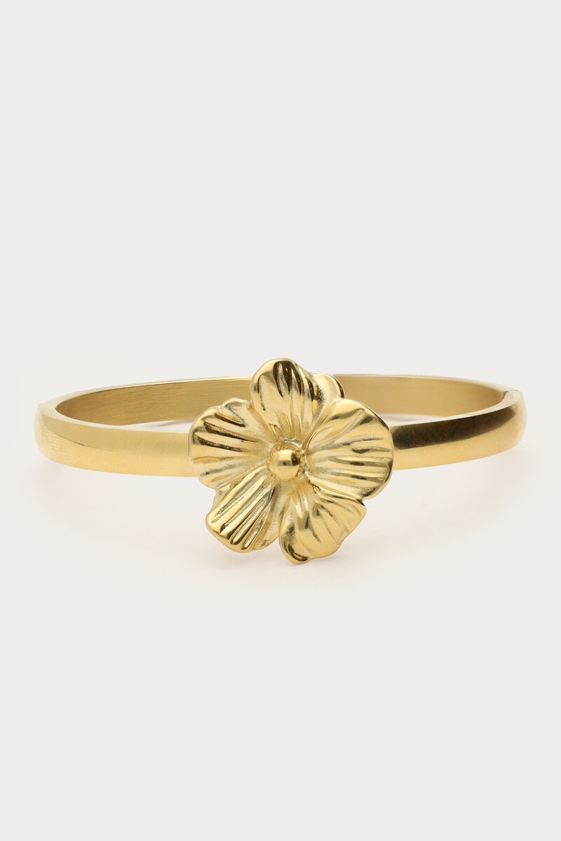 My Jewellery Bold bangle met bloem goud