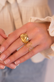 My jewellery Bold statement ring met bubbel goud verstelbaar
