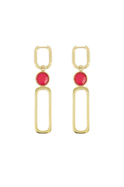 Zusss mooimakers oorbellen met glassteen roze rood